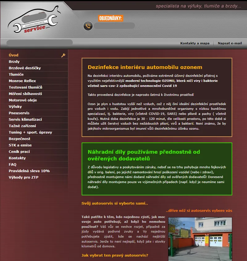 AutoServis s.r.o. – před redesignem
