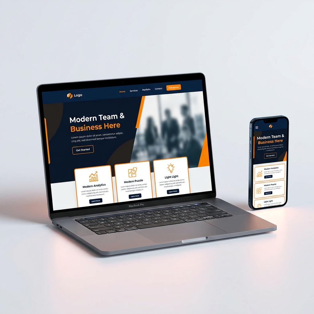 Ukázka moderního webu na notebooku